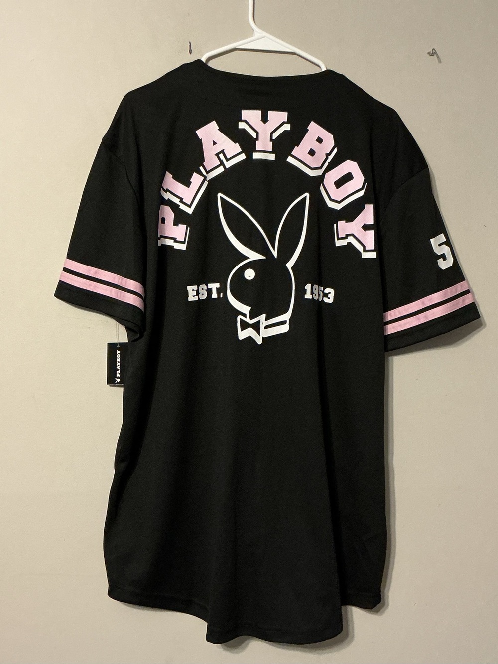 PLAYBOY Black Jersey with Pink Trim - Picture 7 of 9